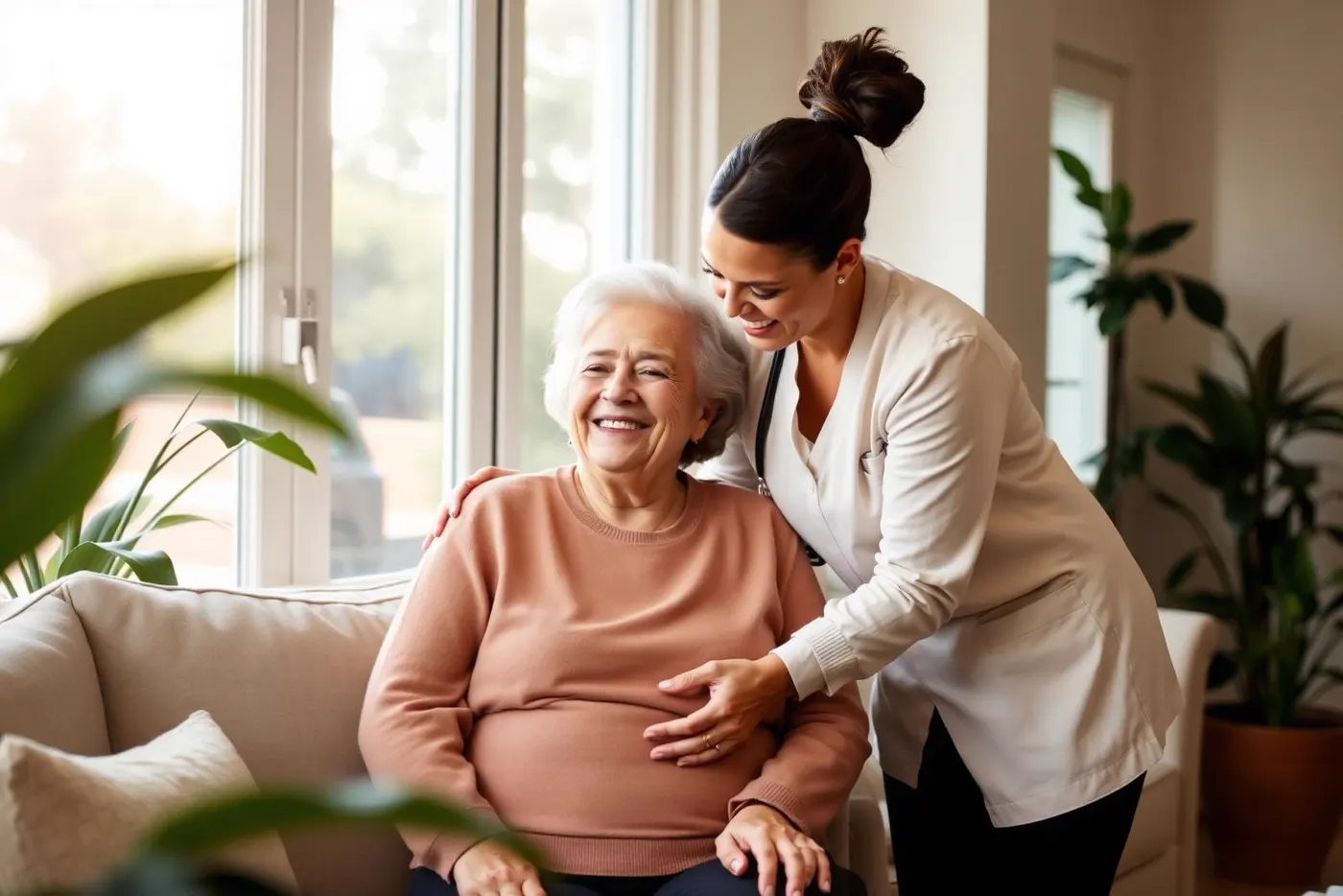 Age Well Care in-home caregiver supporting a senior client after hospital discharge in Santa Barbara, CA
